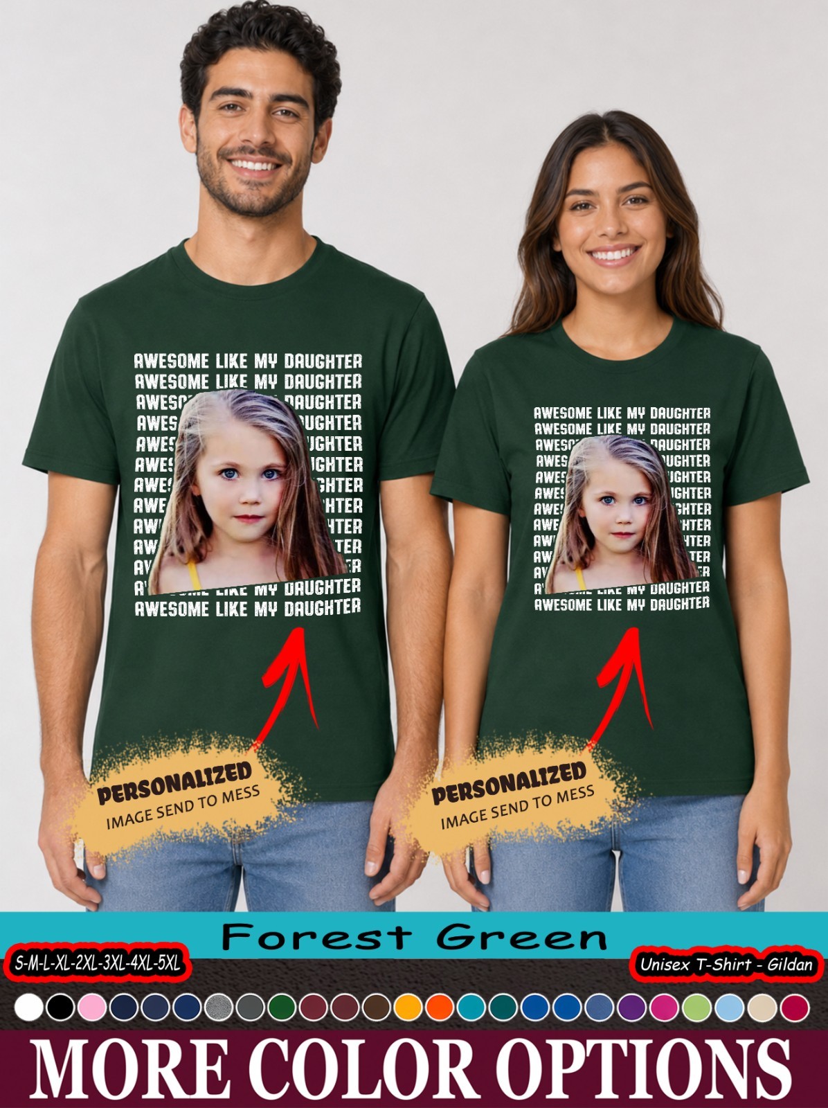 Custom Photo Awesome Like My Daughter Tee, Funny Dad Daughter Matching Family