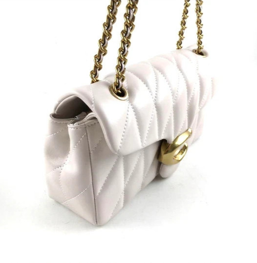 COACH Tabby 26 Quilted Shoulder Bag Chalk/Gold Leather CP150 Outlet New