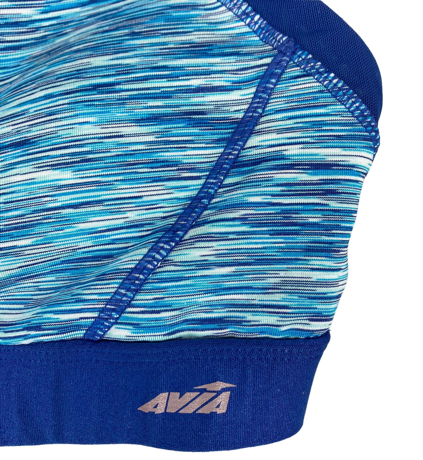 Avia Sports Bra Women’s L Navy Blue Stretch Crossover Racerback Cup Pads Nice