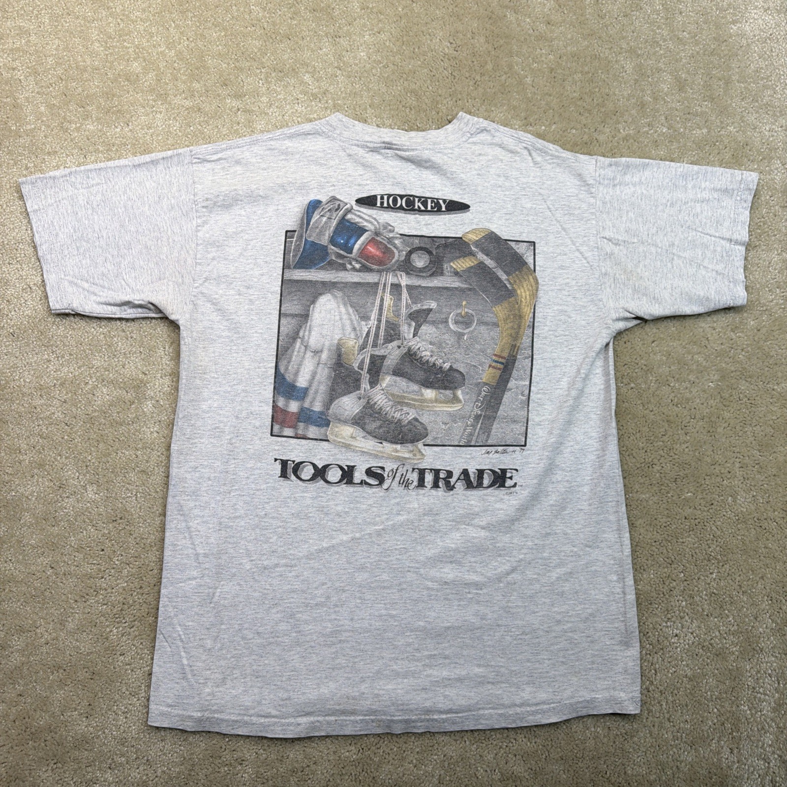 VTG 1999 Walt Disney World Hcokey Tools of The Trade Tee Shirt Mens Large Gray