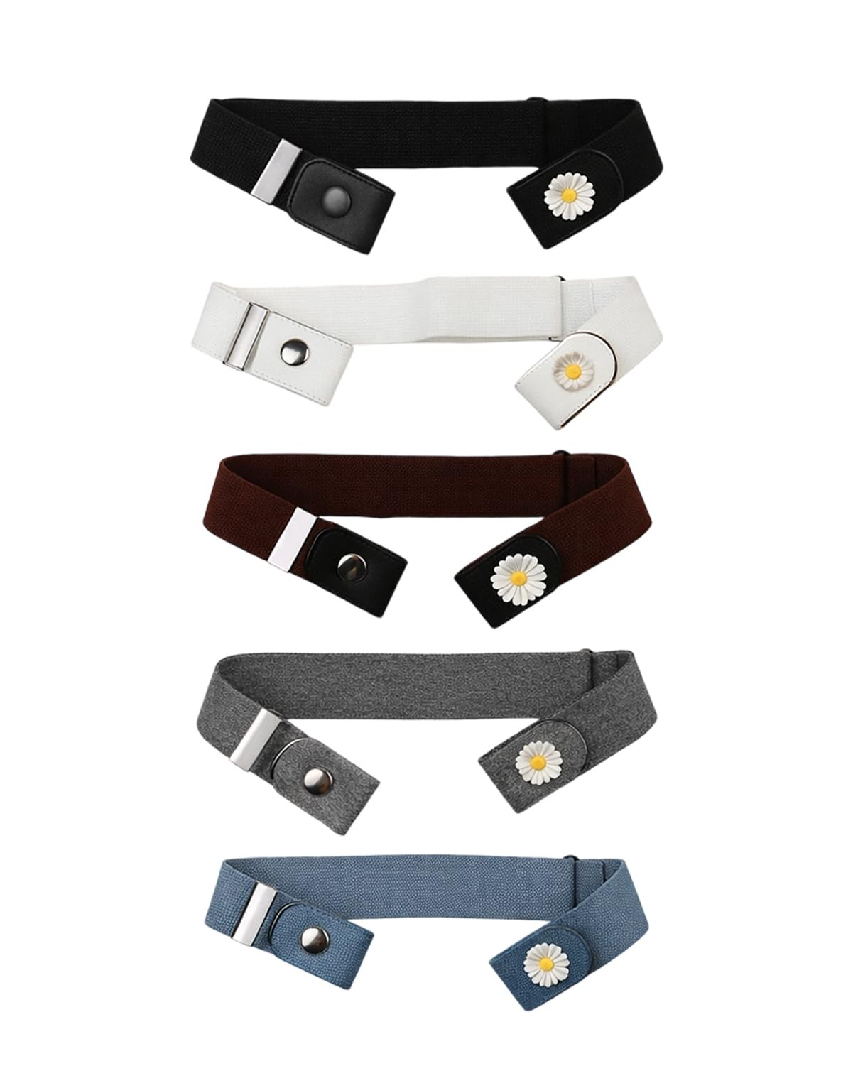 5 Pcs No Buckle Stretch Belt Elastic Invisible Waist Belt for Men Women Jeans