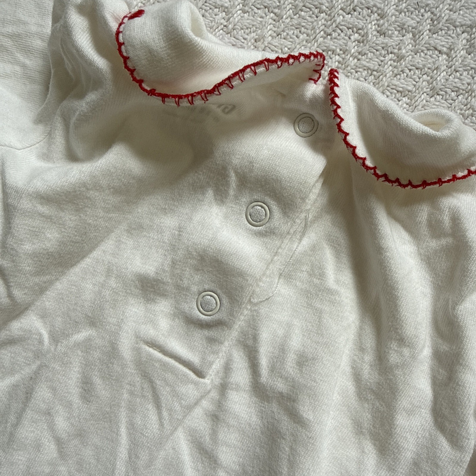Red Heart Gymboree 2016 White Peter Pan Collar Long Sleeve Bodysuit 6-12M