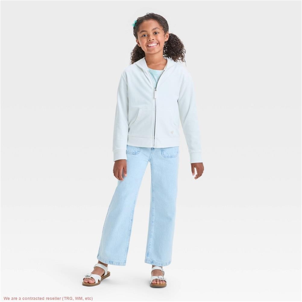 Girls’ Hearts French Terry Zip-Up Hoodie – Cat & Jack Cream M *SEE DEAL!!!*