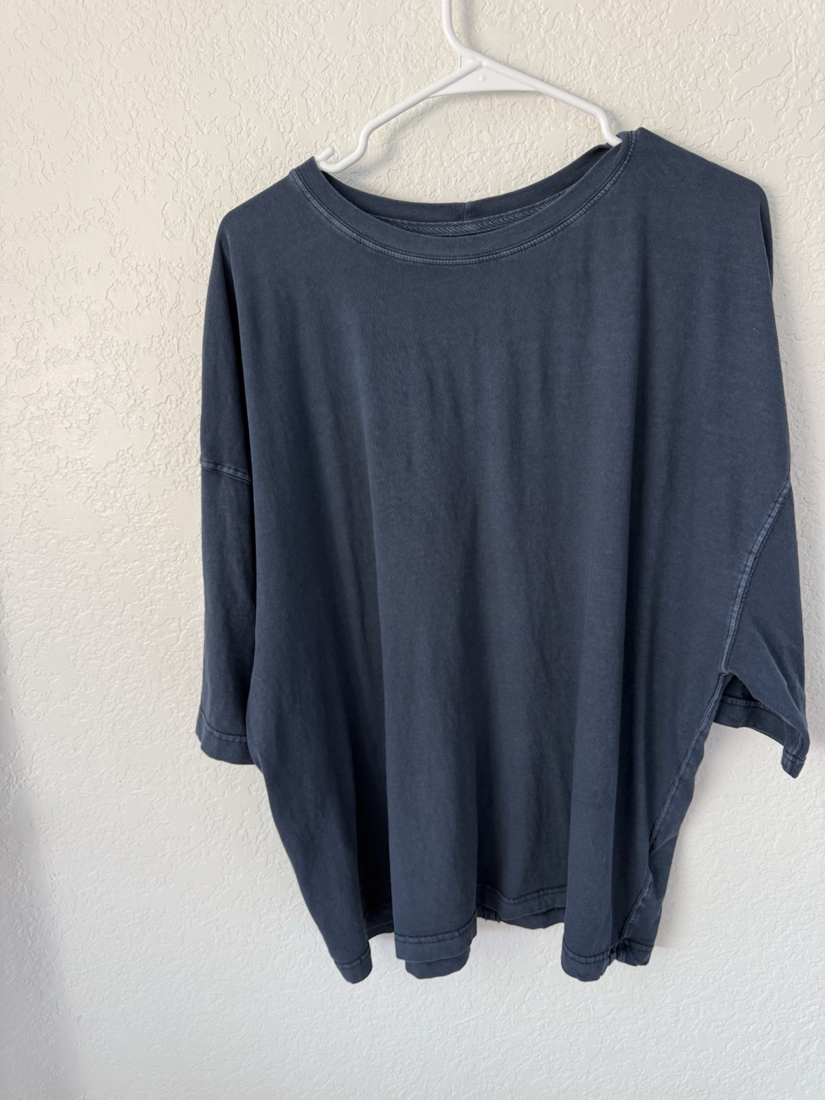 Free People Oversized Distressed Dark Blue T-Shirt