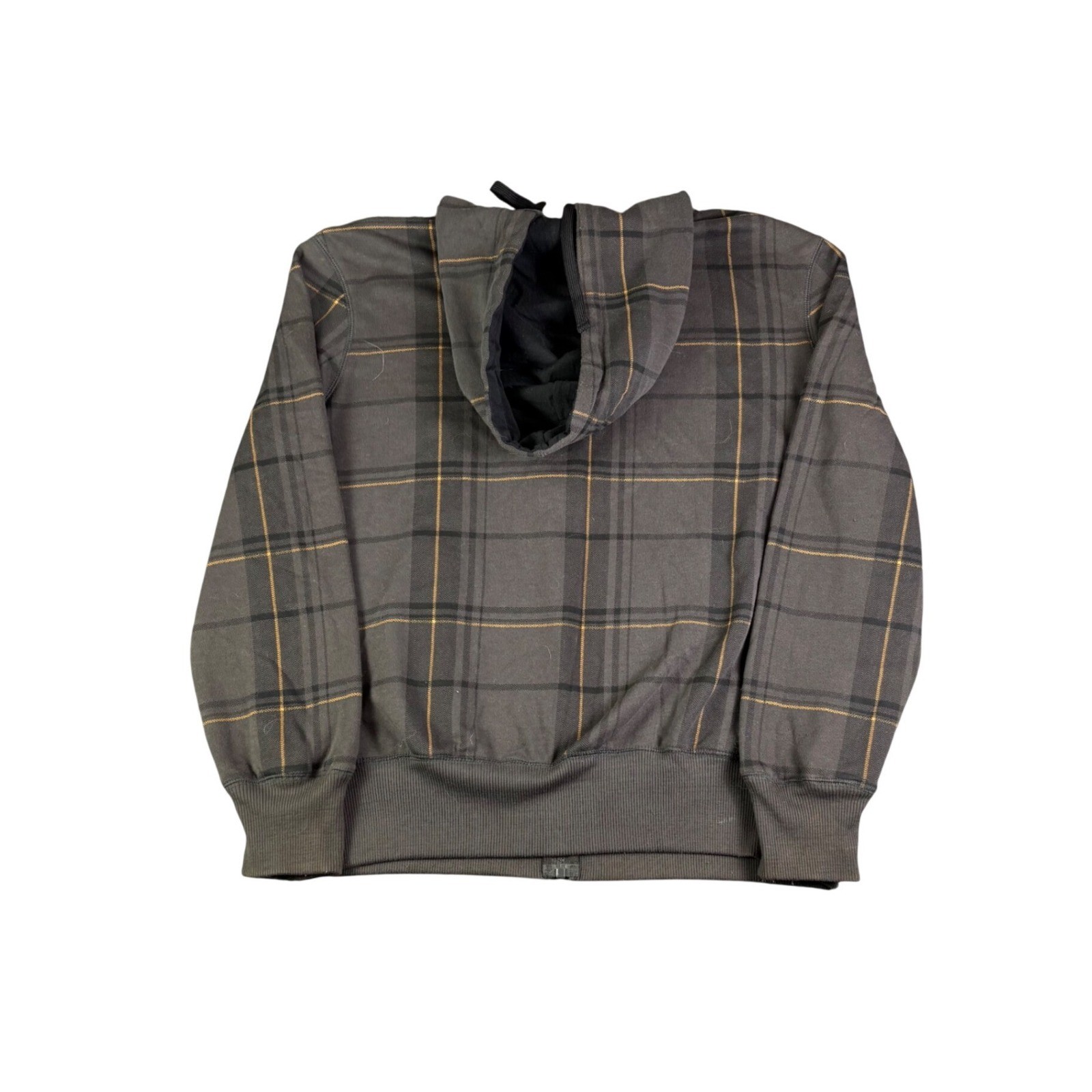Ocean Pacific OP Mens Plaid Full Zip Hoodie Charcoal Grey Orange Large Surf