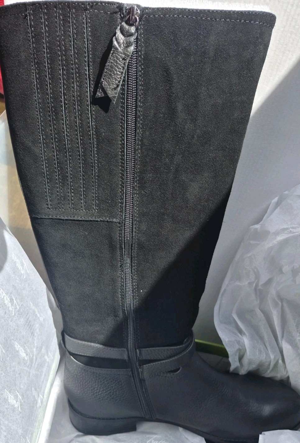 Womens Trotters Larkin Wide Calf Knee High Black Leather Boots Sz 10.5 New