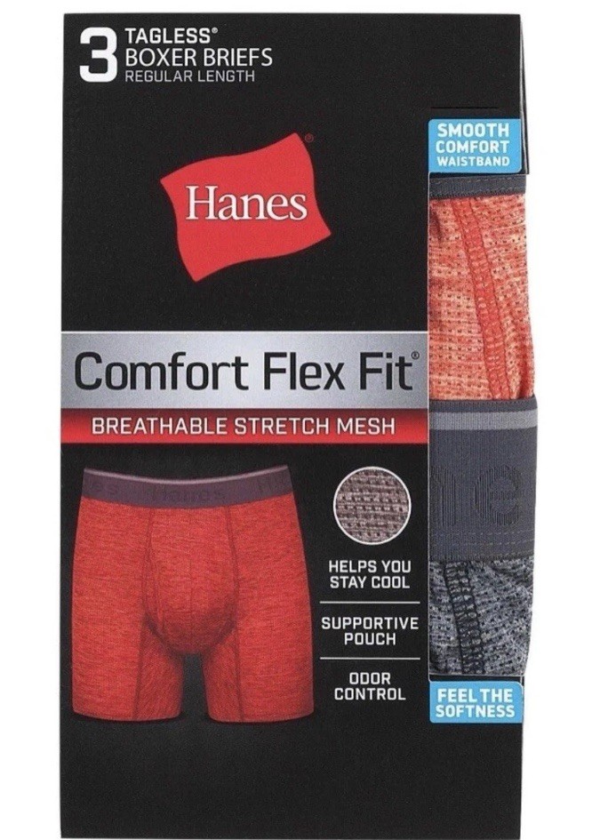 2 Hanes Comfort Flex Fit 3 Boxer Briefs Breathable Stretch Mesh Multicolor 3XL