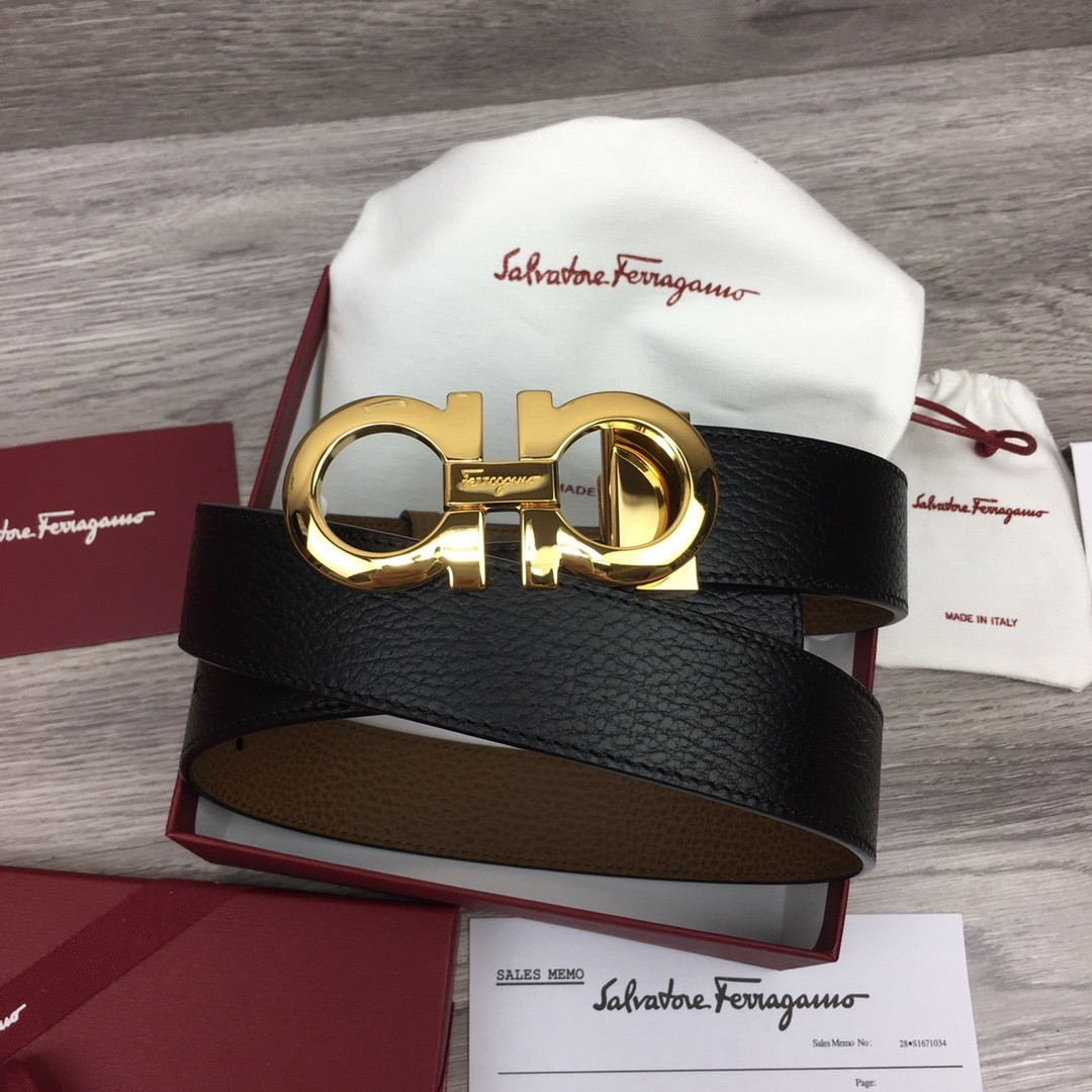 Salvatore Ferragamo Gancini Men’s Reversible Leather Belt