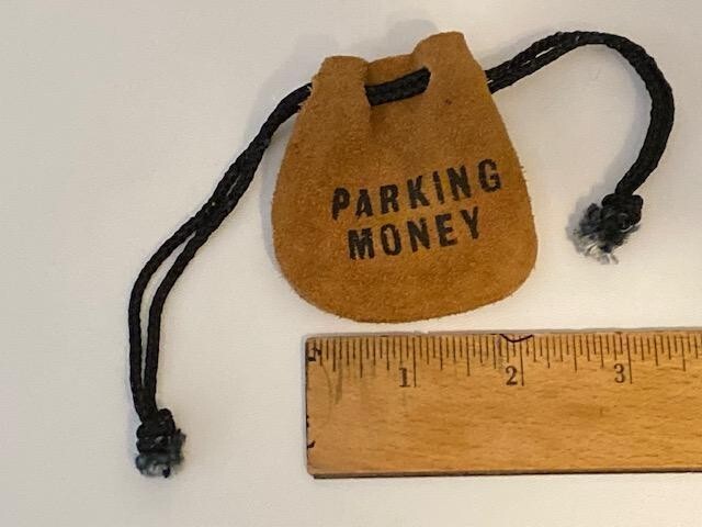 PARKING MONEY Novelty draw string leather coin purse mini bag GRADUATION COLLEGE