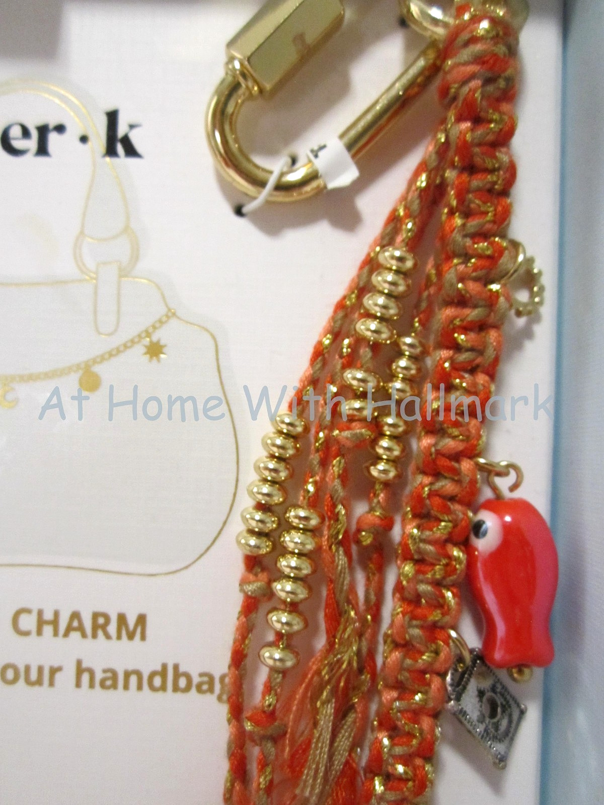 Piper K Bag Charm 17″ Handbag Accessory W/ Dalmation Jasper Natural Shell Glass