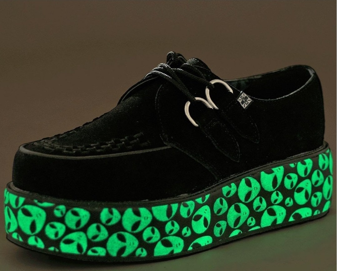 T.U.K. Alien Wrapped Platform Mondo Creepers W 8 M 6 Glow In The Dark Sole Black