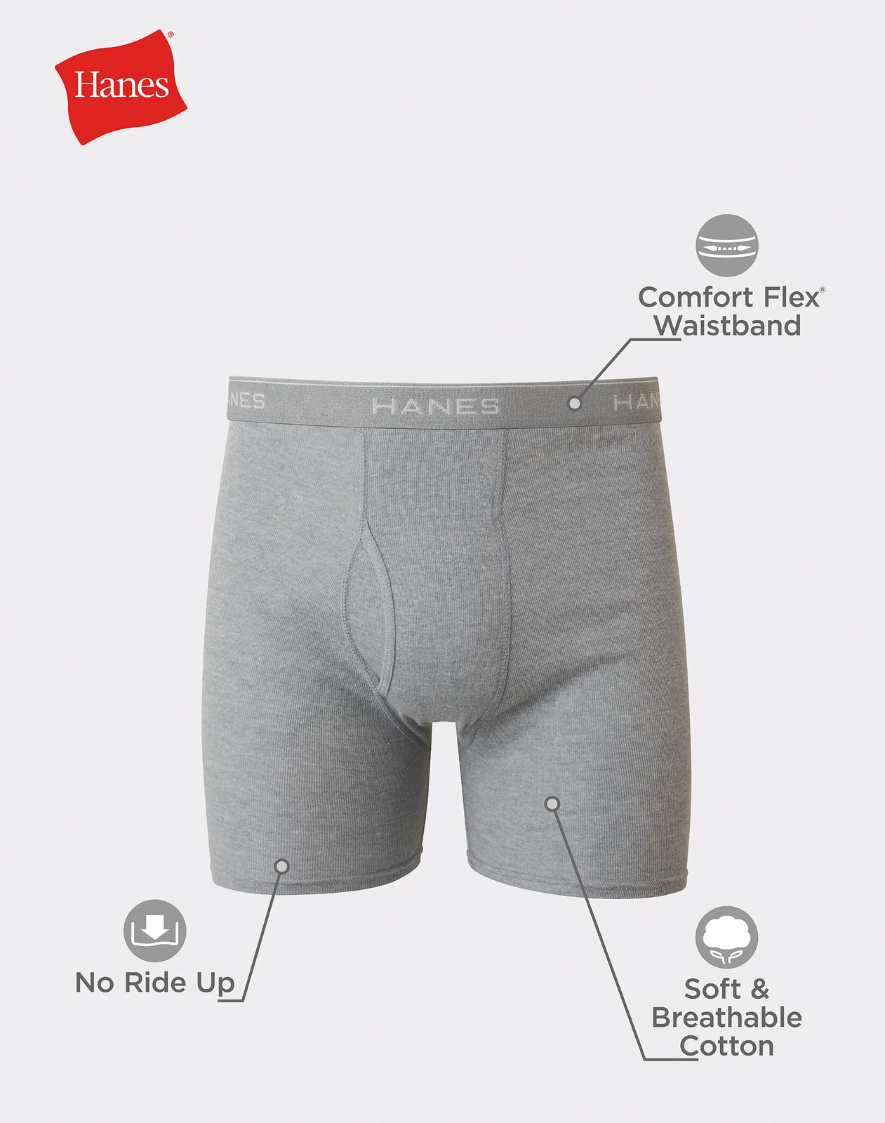 Hanes Boxer Briefs 10-Pack Men’s Tagless Comfort Flex Waistband Soft Tag Free