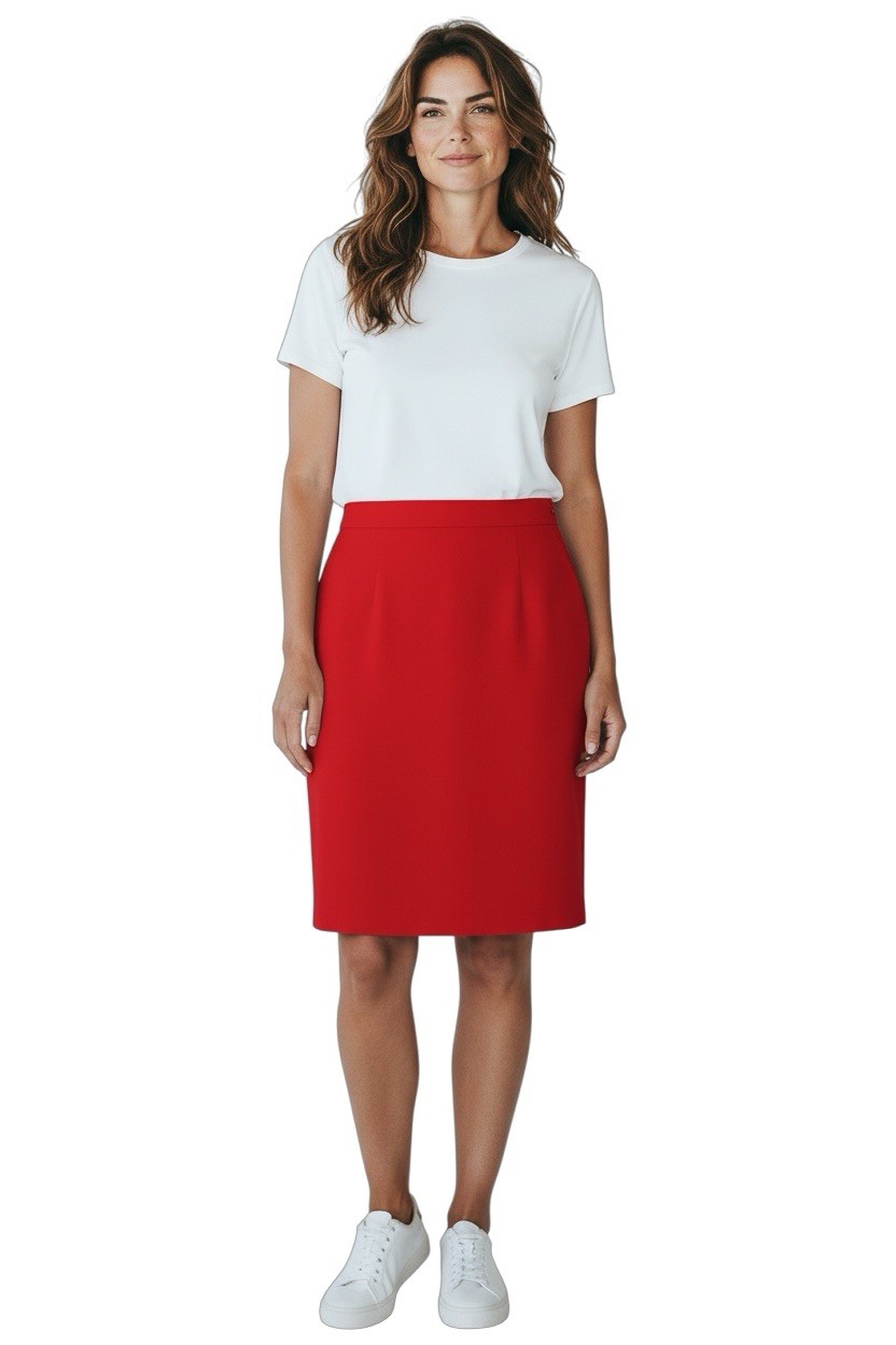Vintage Red Wool Skirt Fully Lined Pockets USA 11/12 #classic#tetro
