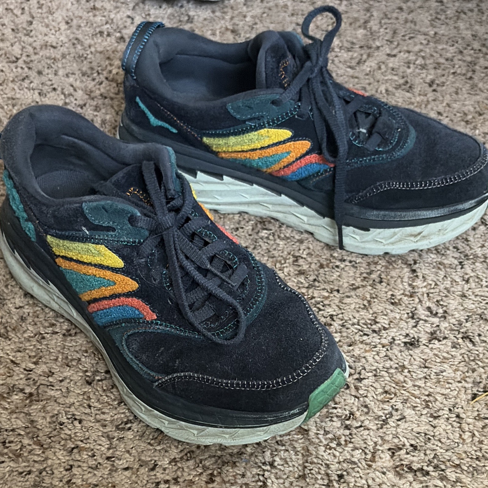 Hoka One One Bondi L Embroidery – Outer Space/Atlantis Blue Suede Sneaker