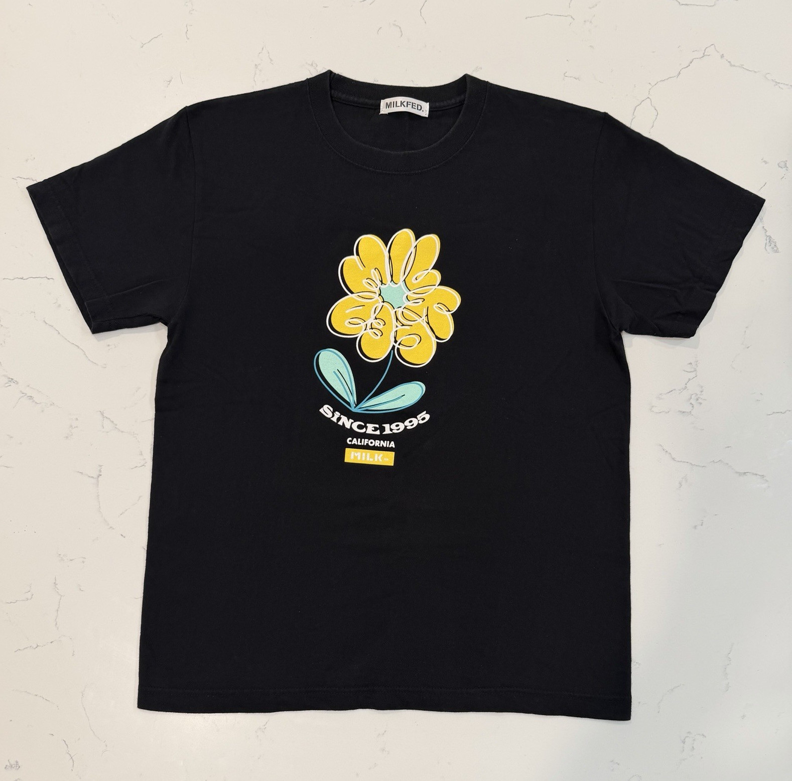 MILKFED Flower Graphic Tee Black Japanese Streetwear Since 1995 Regular Size M