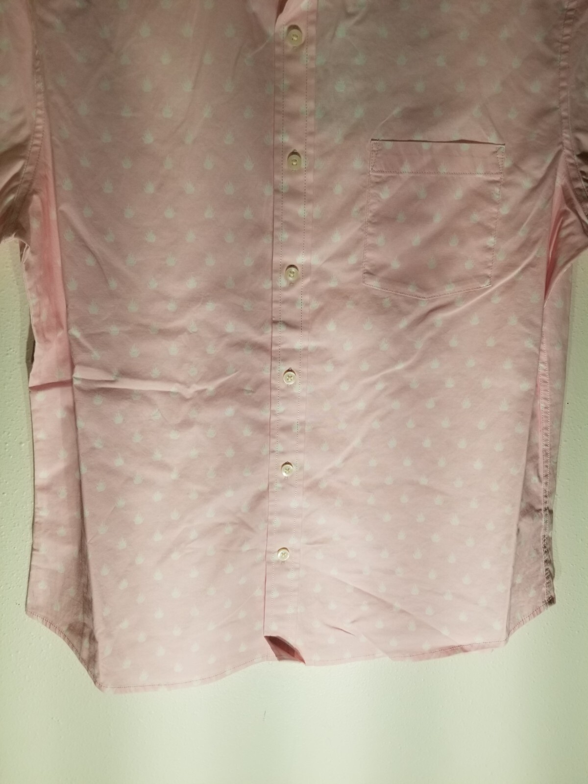 Goodfellow & Co Men’s Print Pink Geo Short Sleeve Button-Down Shirt Size L Slim