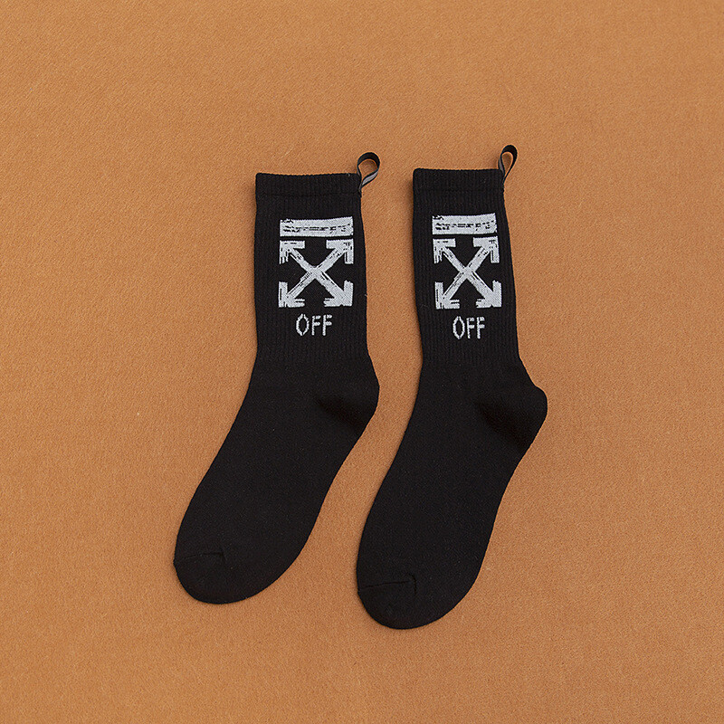 Unisex 2 Pairs Crew Socks Off Arrow Reflective Comfort White XX Athletic Socks