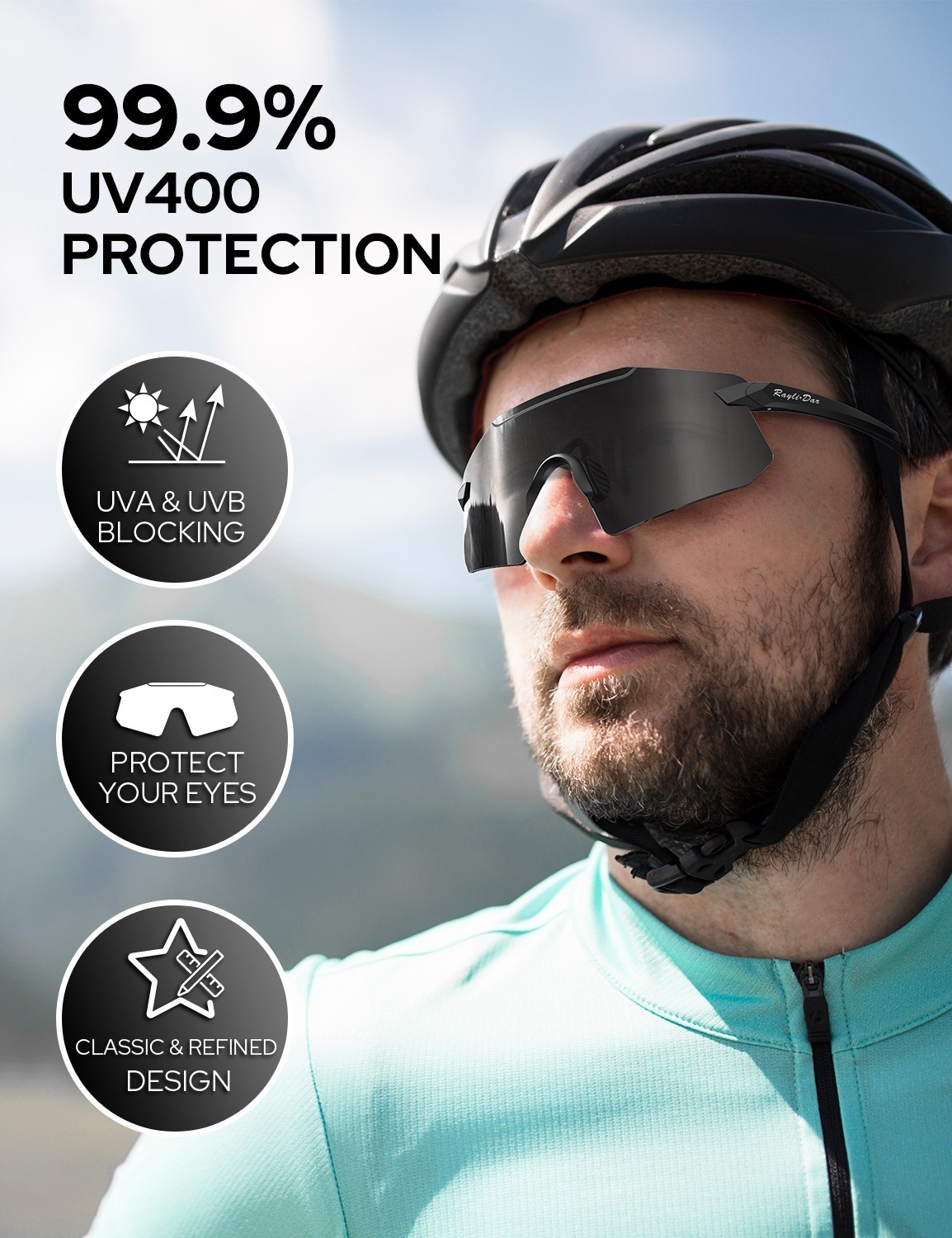 Rayli.Dar Polarized Sports Sunglasses for Men & Women UV400 TAC HD Lenses, Ultra