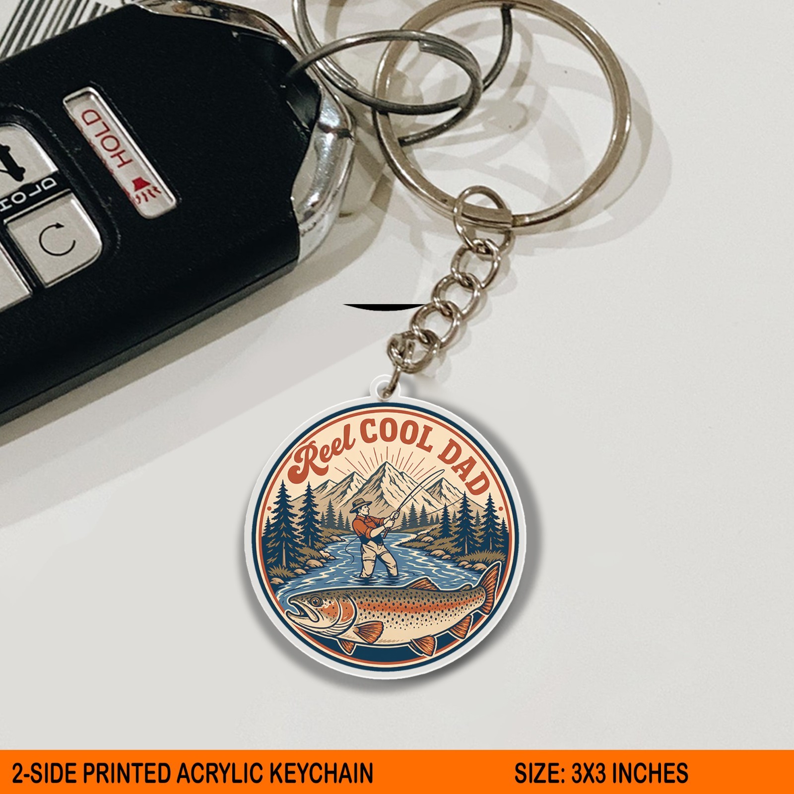 Reel Cool Dad Acrylic Keychain, Fishing Father’s Day Gift