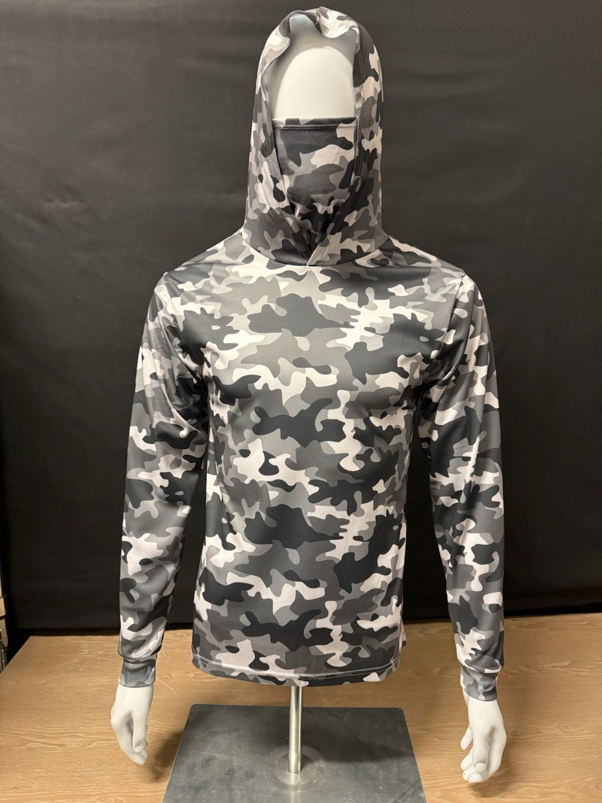 Hoodie Face Mask Long Sleeve T- Shirt 100% Polyester Material for UV Protection