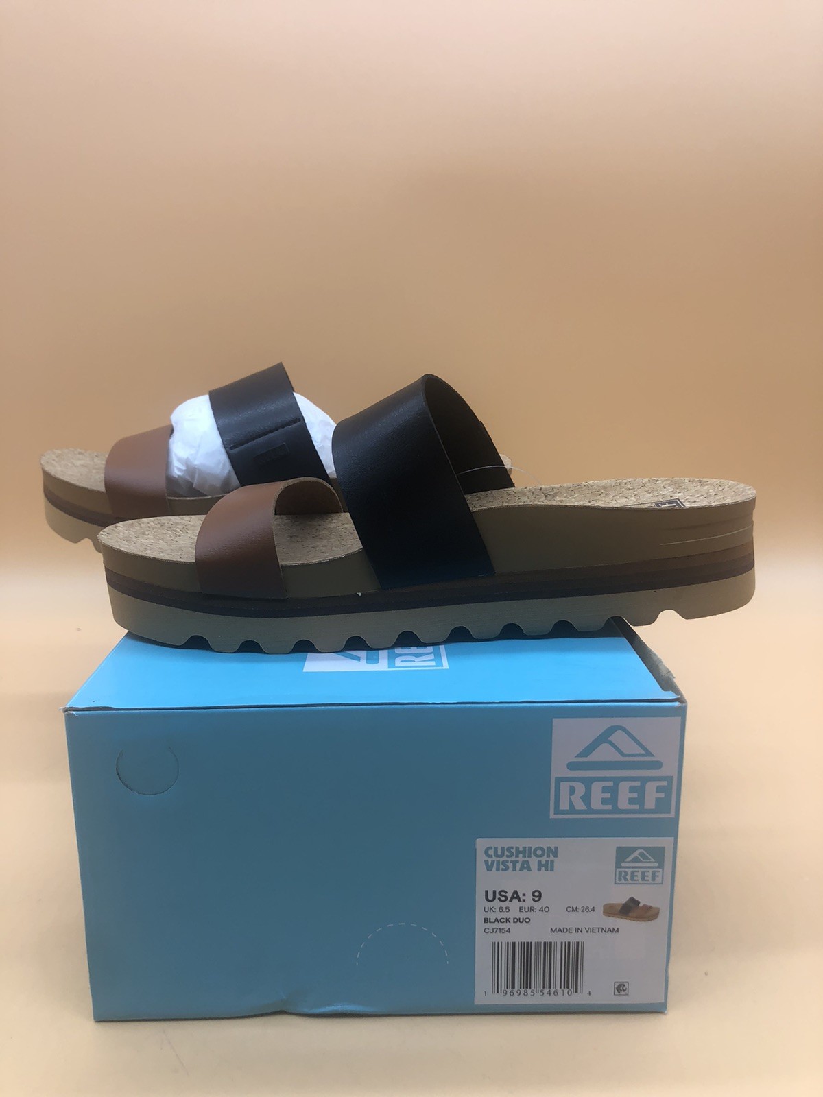 Reef Cushion Vista Hi Women’s Slip On Synthetic Upper Sandals Size 9 New