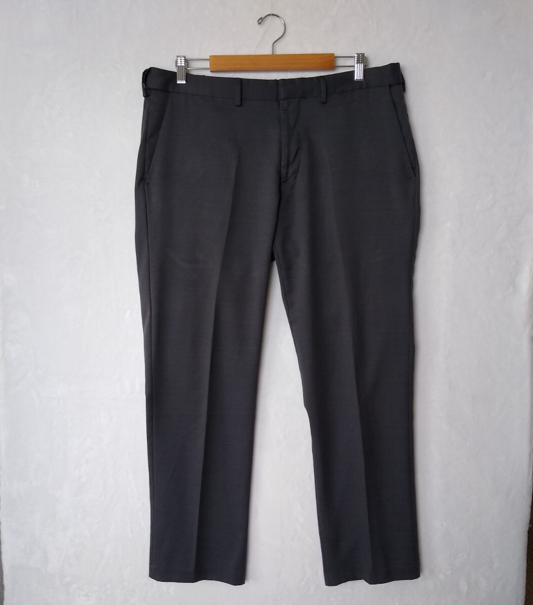 Haggar Dress Pants Mens 36×30 Gray Straight Fit All Day Comfort Expandable-Waist