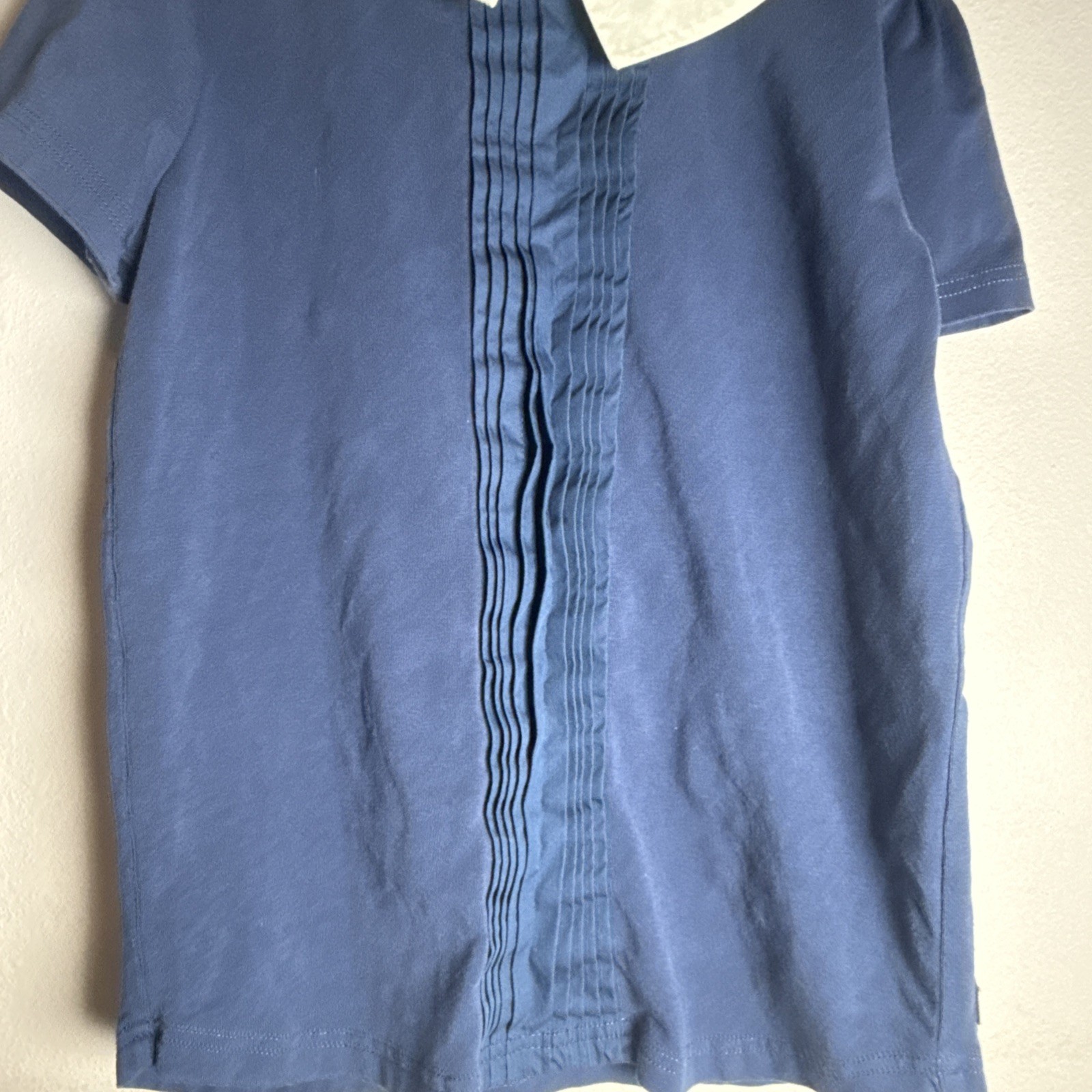 Matilda Jane Blouse Top Girls 12Navy Blue Secret Field Pleated Peter Pan Collar