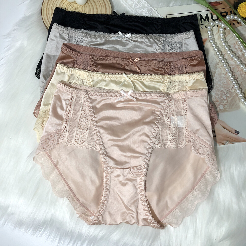 5 Pcs Women Girls Sexy Satin Panties French Fashion Underwear Briefs Lingeries