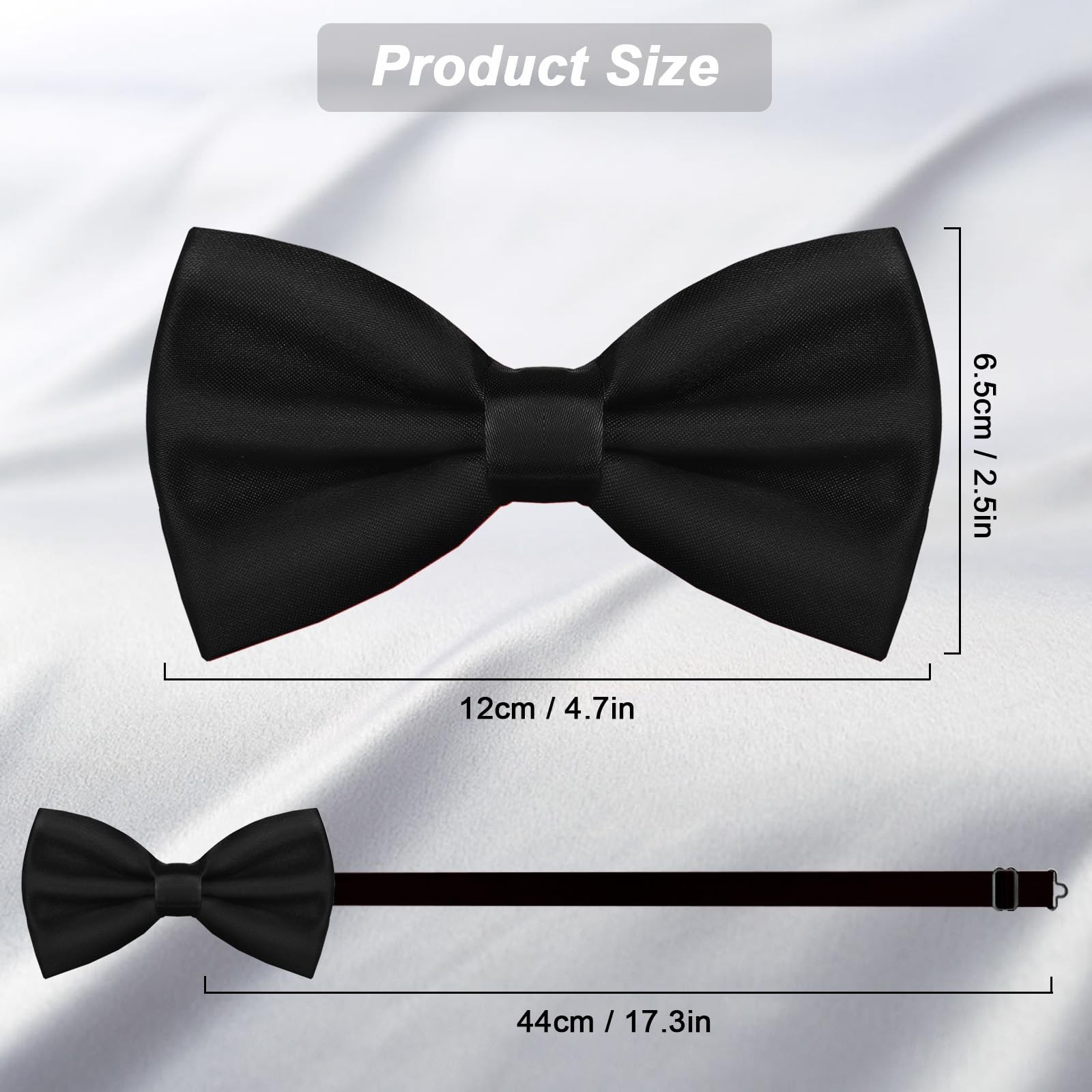Men’s Bow Ties Solid Color PreTied Bow Tie Satin Formal Tuxedo Bowtie Adjusta…