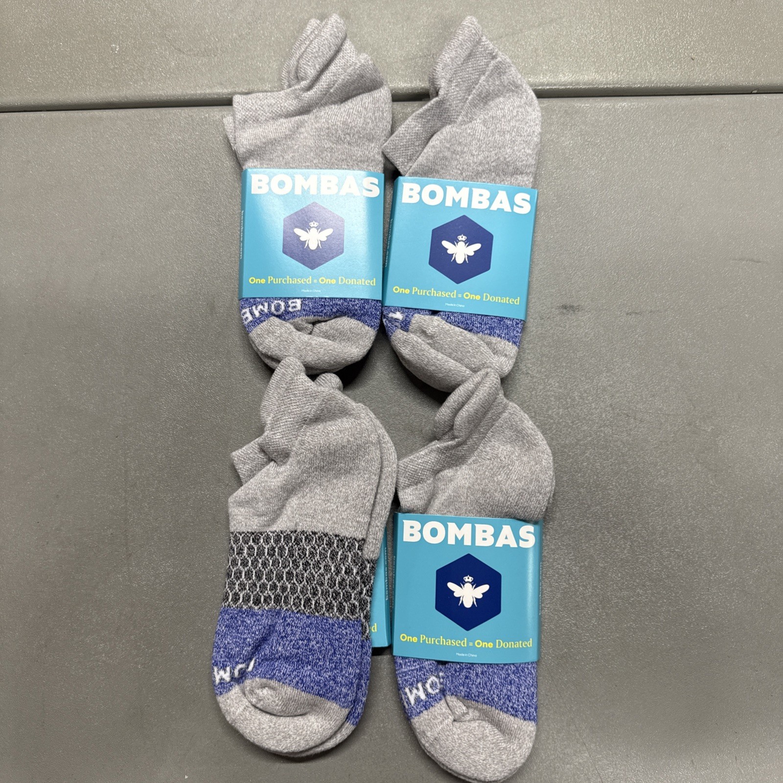 4 Pack Bombas All-Purpose Ankle Socks – Women’s Medium – Grey/Blue
