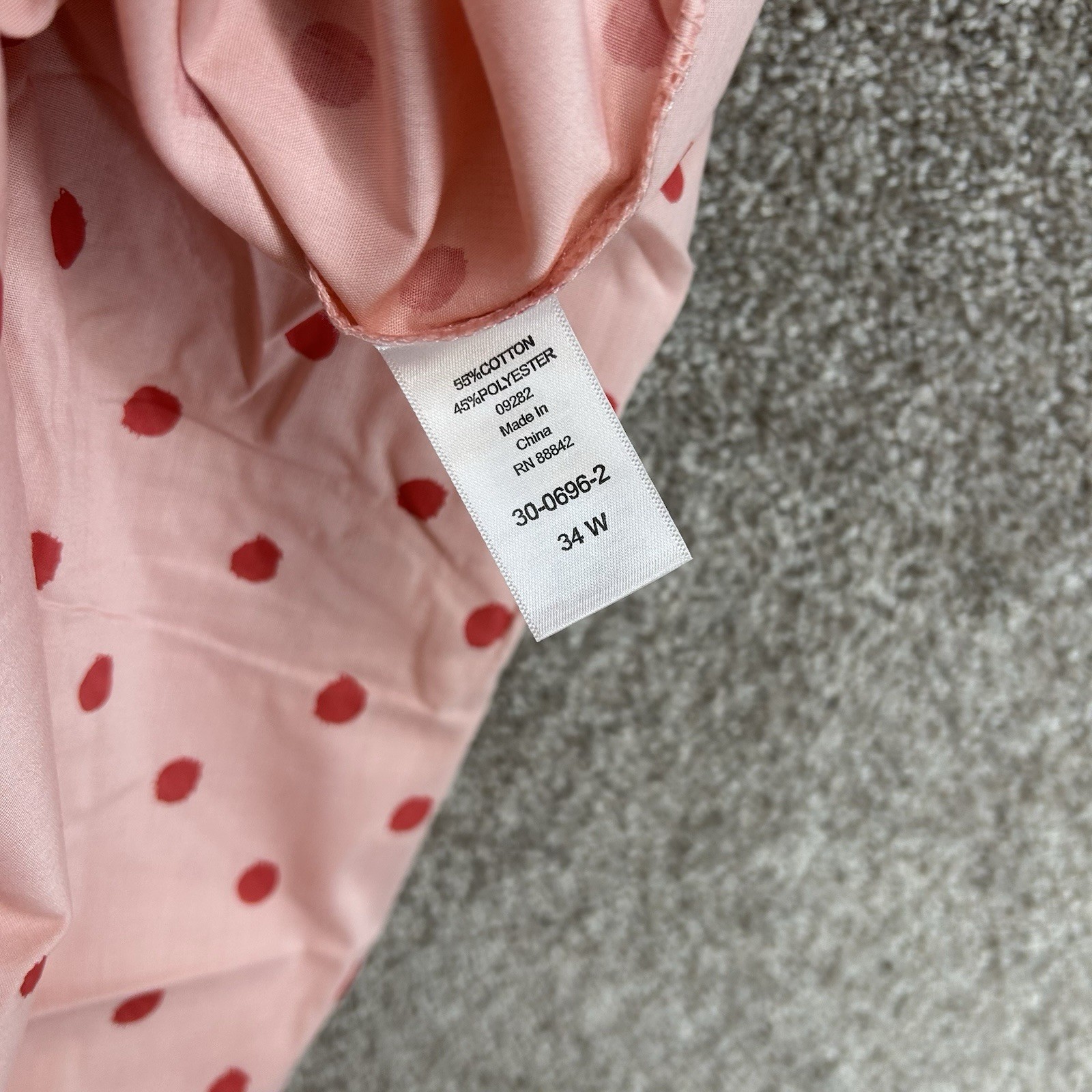 NWOT Roman’s Women’s Button Front Shirt Size 34W Pink Red Polka Dot Blouse Plus