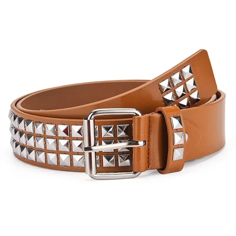 Studded Punk Rock Rivet Belt for Men & Women Pyramid Metal Silver Design USA