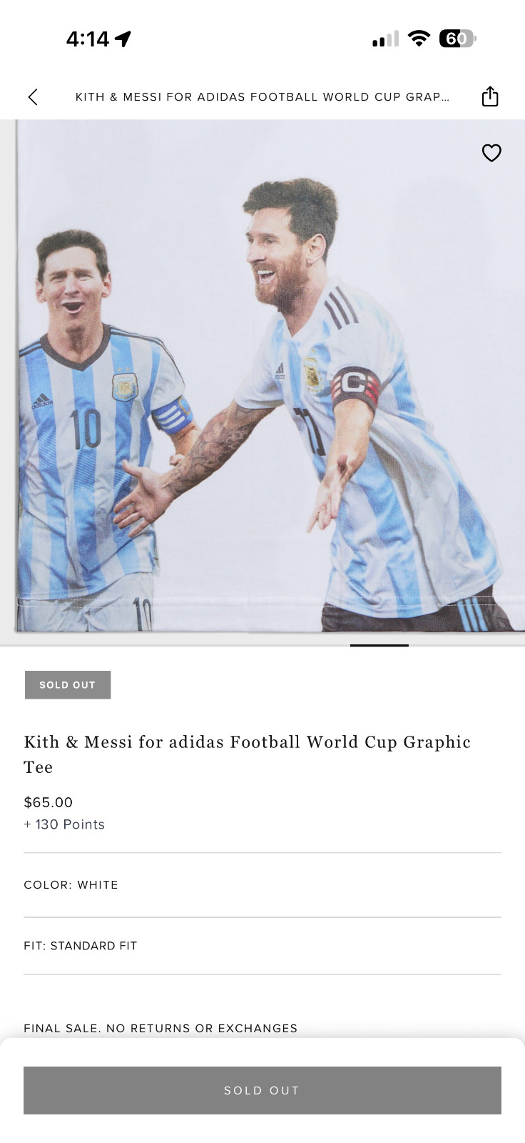 Kith & Messi for adidas Football World Cup Graphic Tee Size L – IN HAND