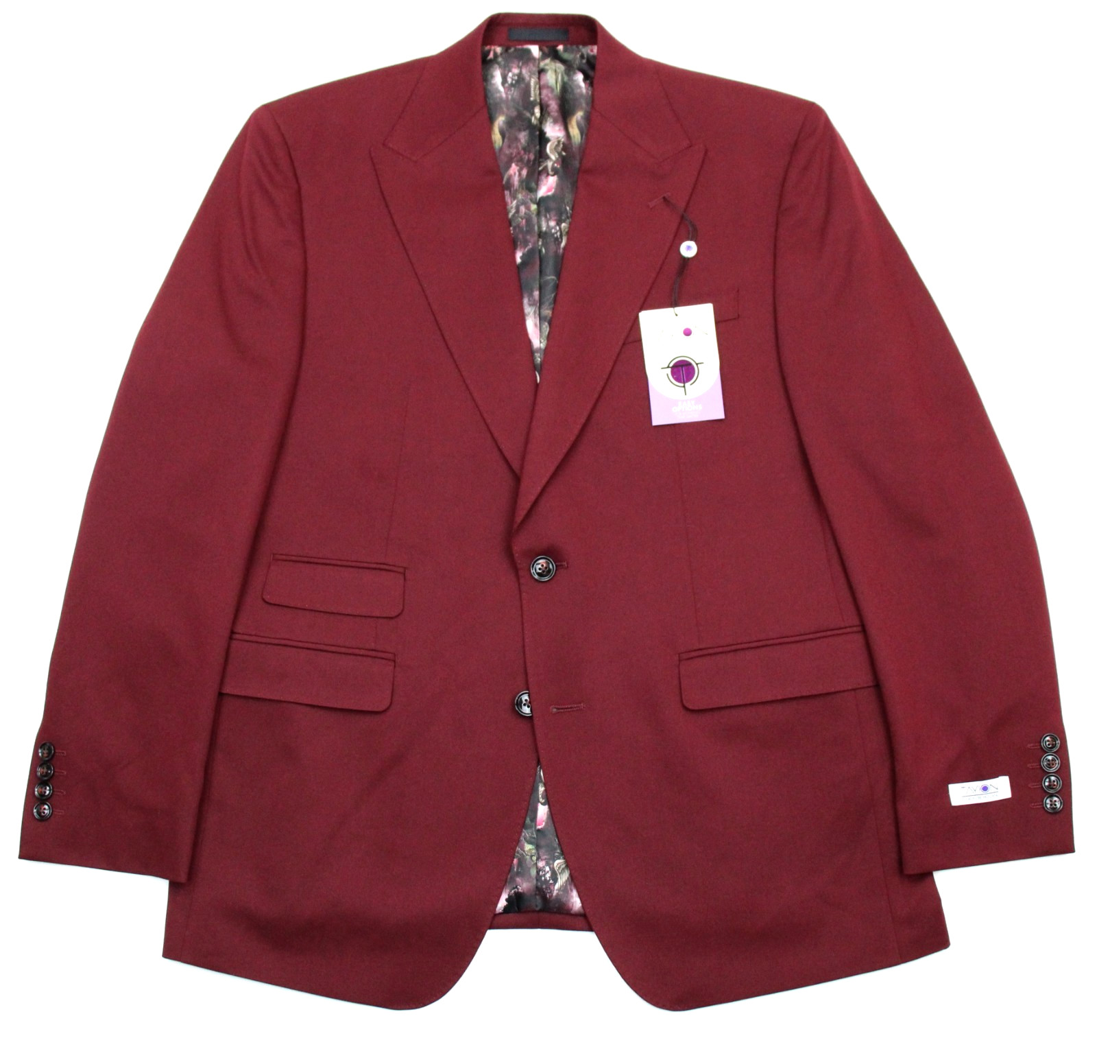 Tayion Suit Jacket 42 R Mens Red Solid Classic Fit Peak Blazer Sport Coat $360