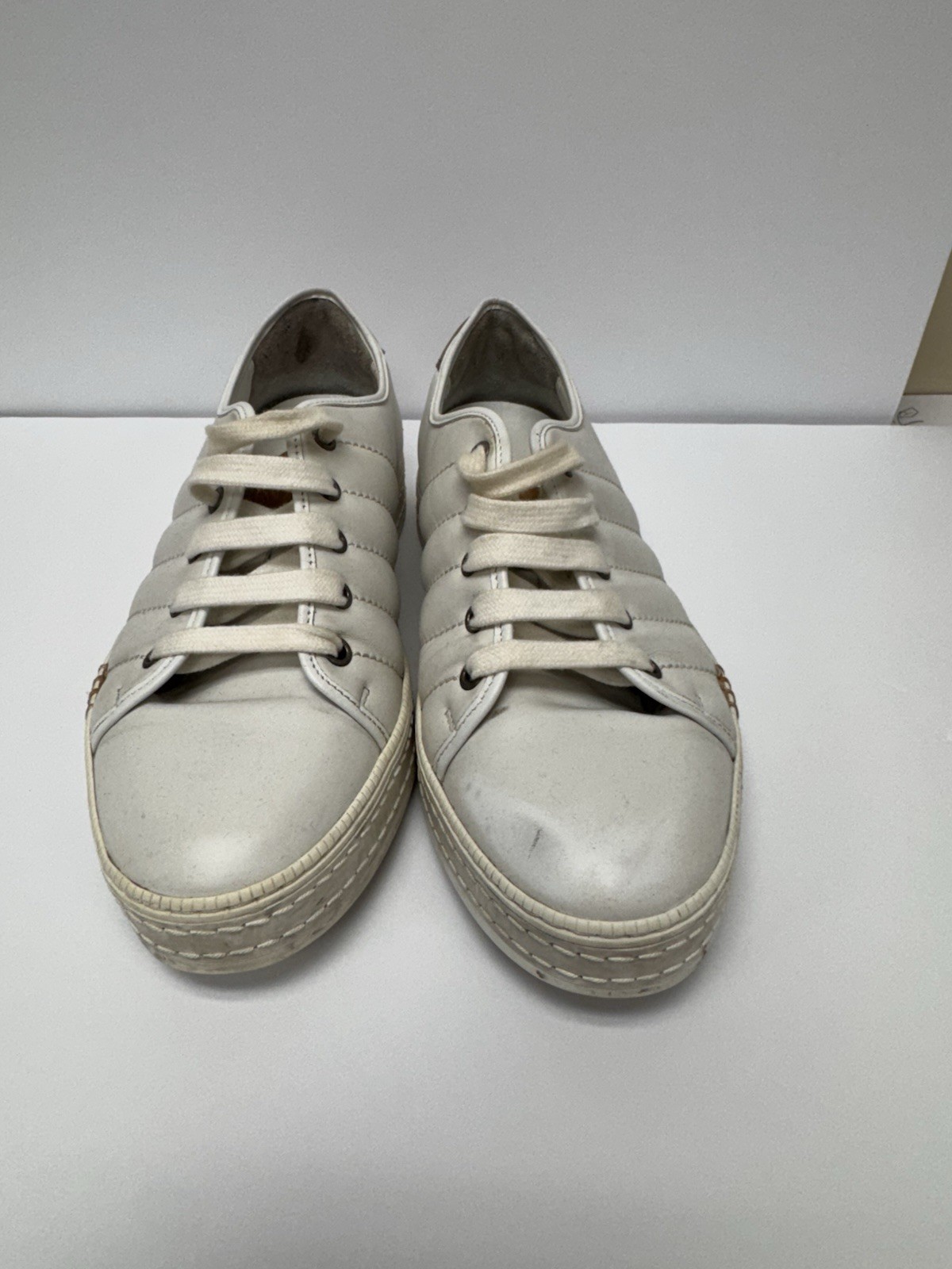 BERLUTI “Playfield” White Leather Low-Top Sneaker Shoes men’s size 8 US