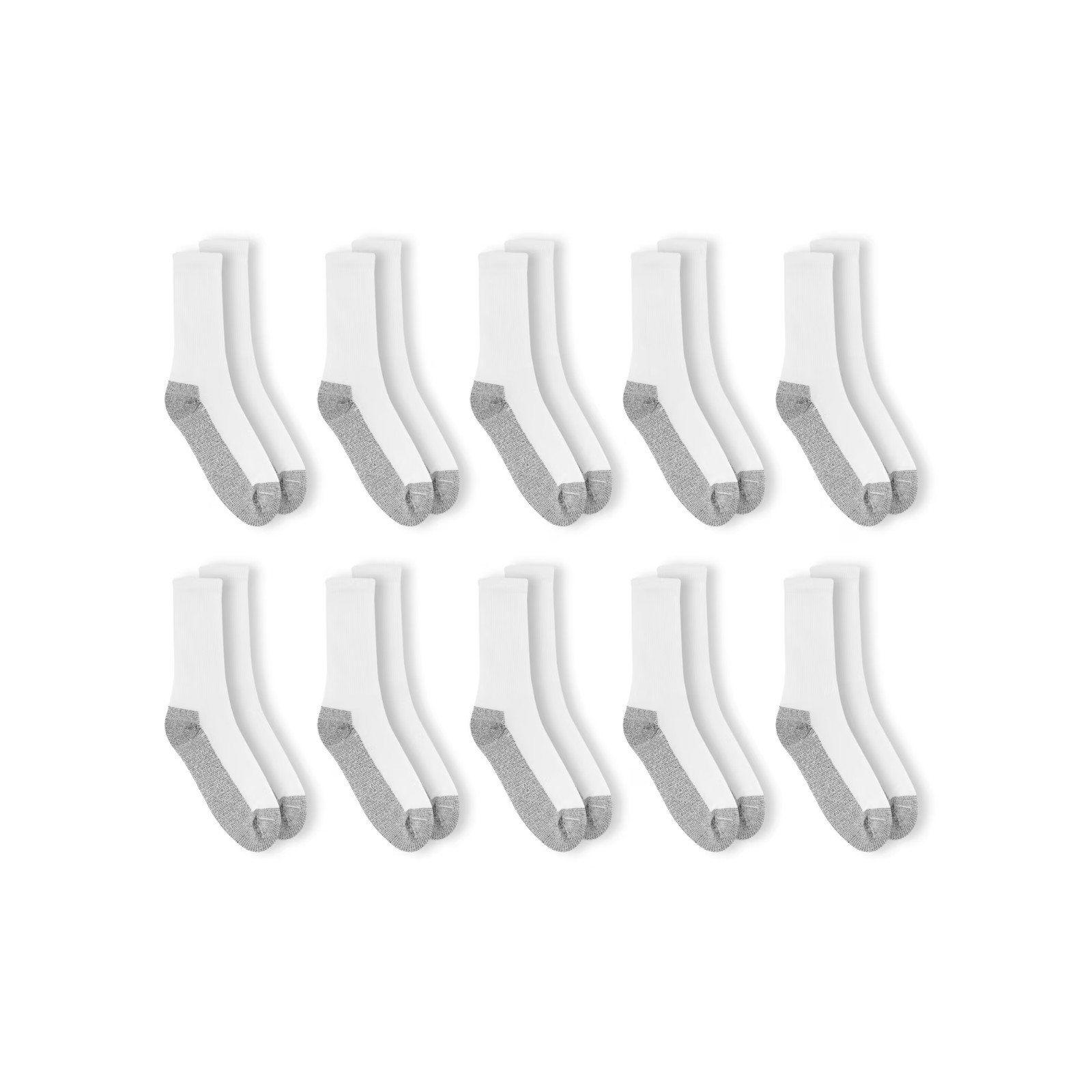 Fruit of The Loom WHITE WORK GEAR Heavy Duty Crew Socks 10 pair
