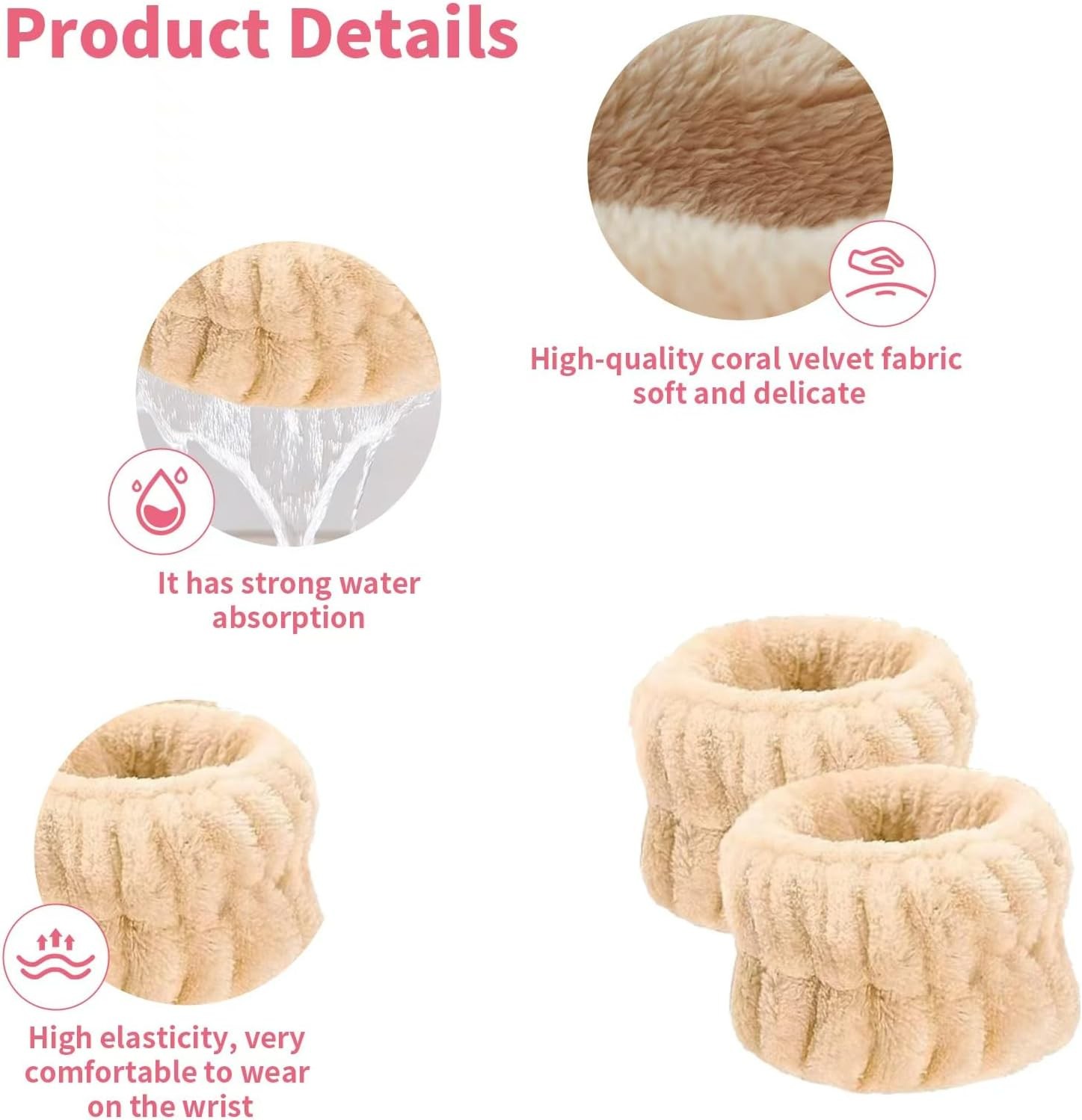 Microfiber Wrist Bands for Washing Face Absorbent Spa Face Wash Wristbands