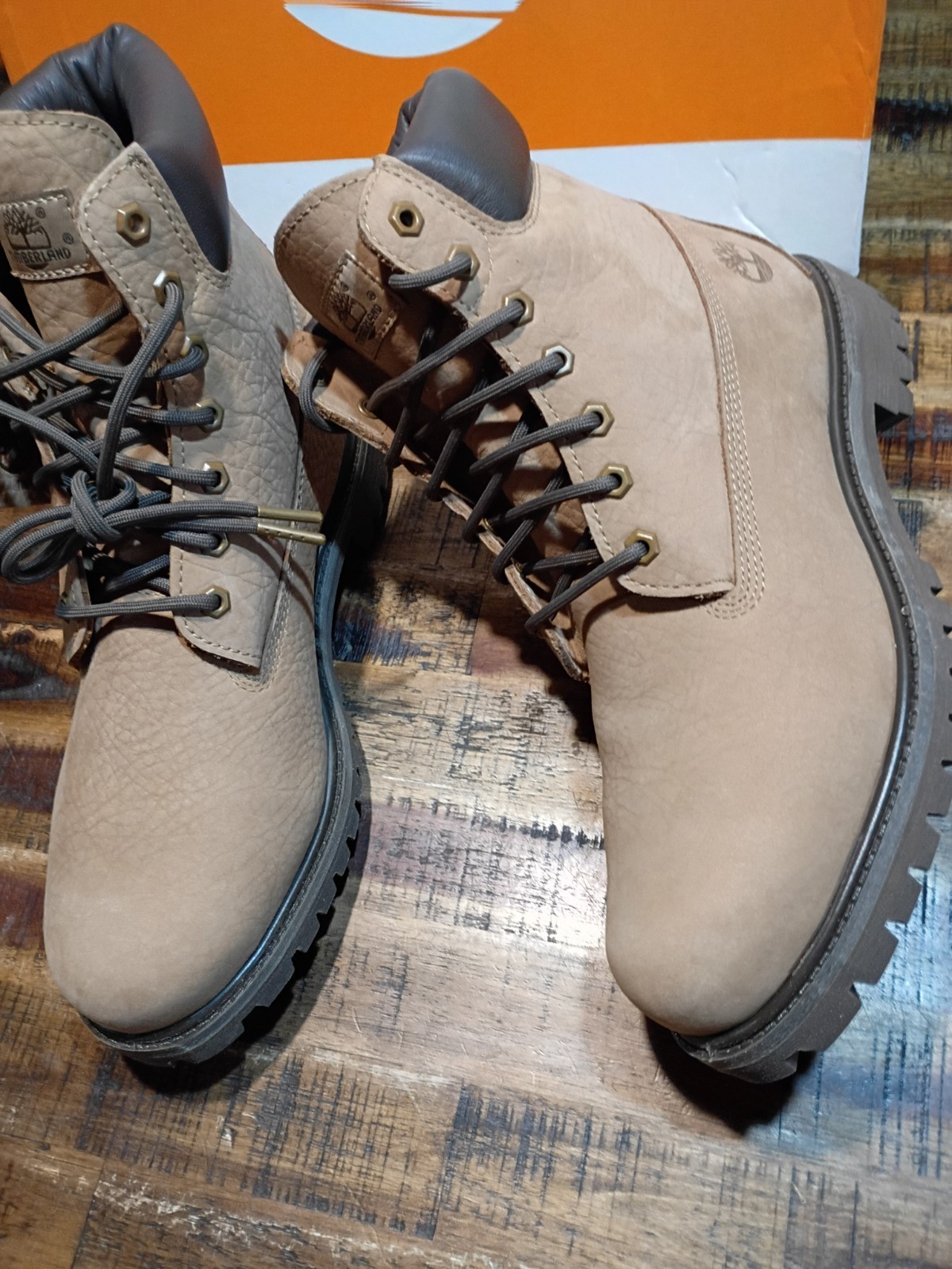 Mens Timberland Premium Waterproof Med Beige Premium Nubuck Lthr Boot SZ 8.5