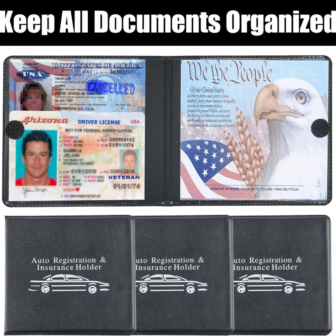 Auto Registration and Insurance Card Holder 2 Packs Car Document ID Holder Gl…