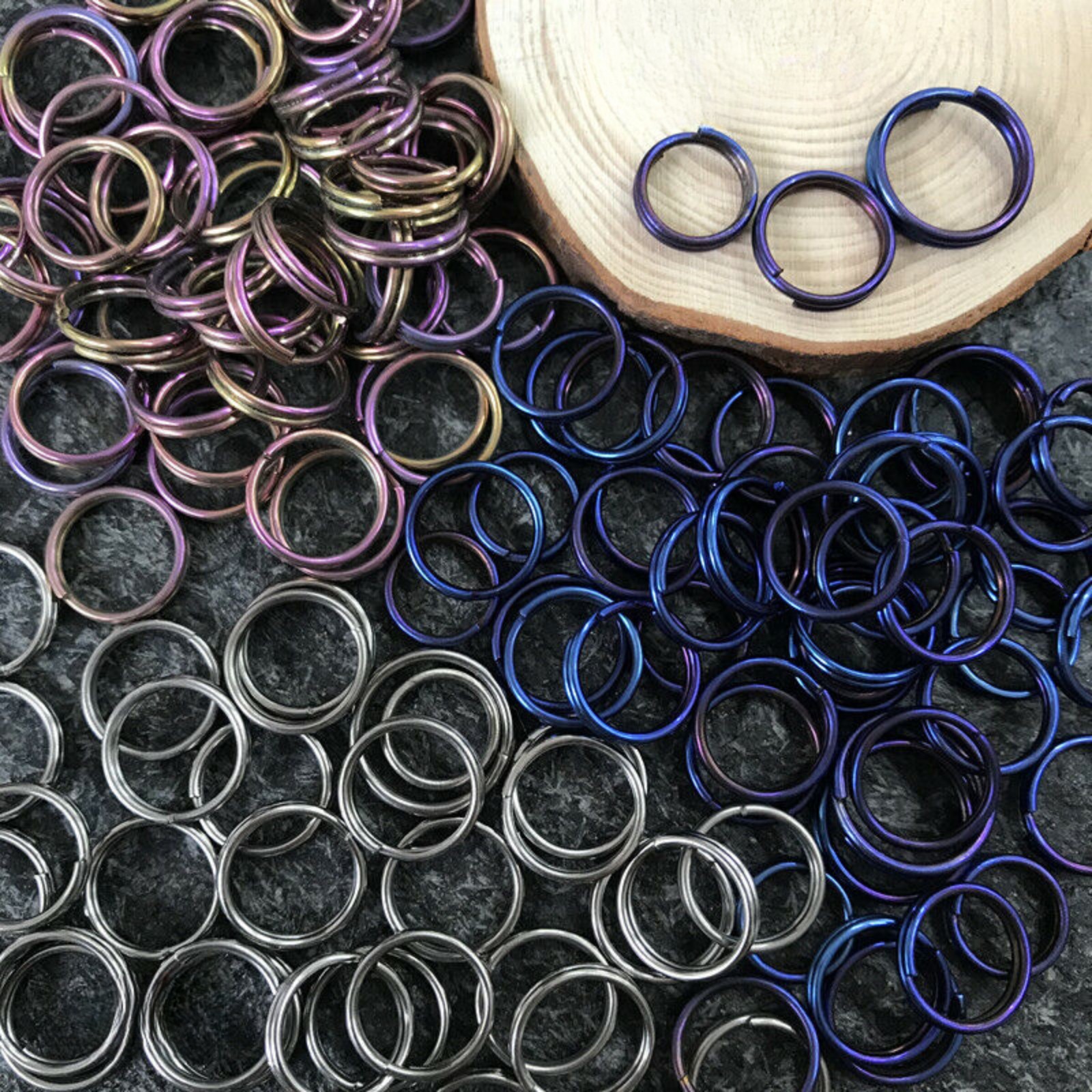 10pcs 10/12/14mm Titanium Alloy Circle Key Ring Hanging Split Ring Keychain