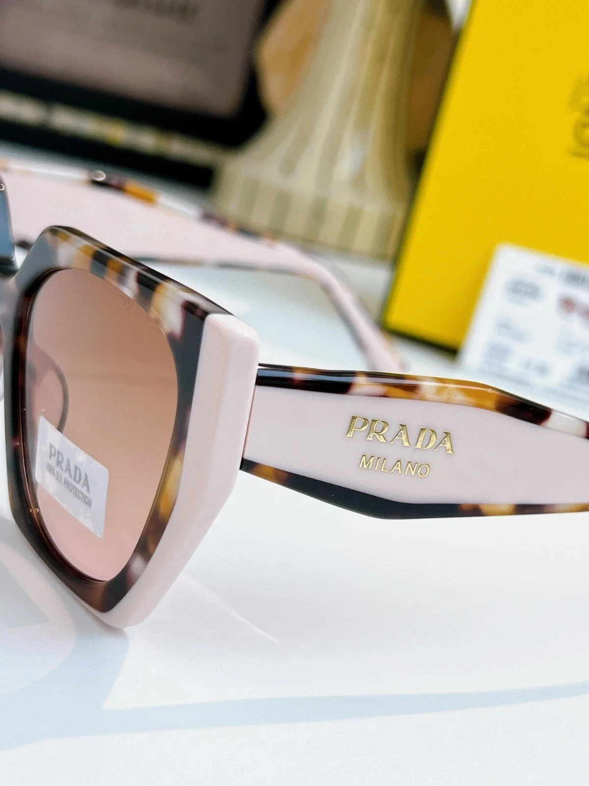 PRADA PR 15WS Women’s Sunglasses 01R0A6 Tortoise Caramel Powder Brown Grad w/Box