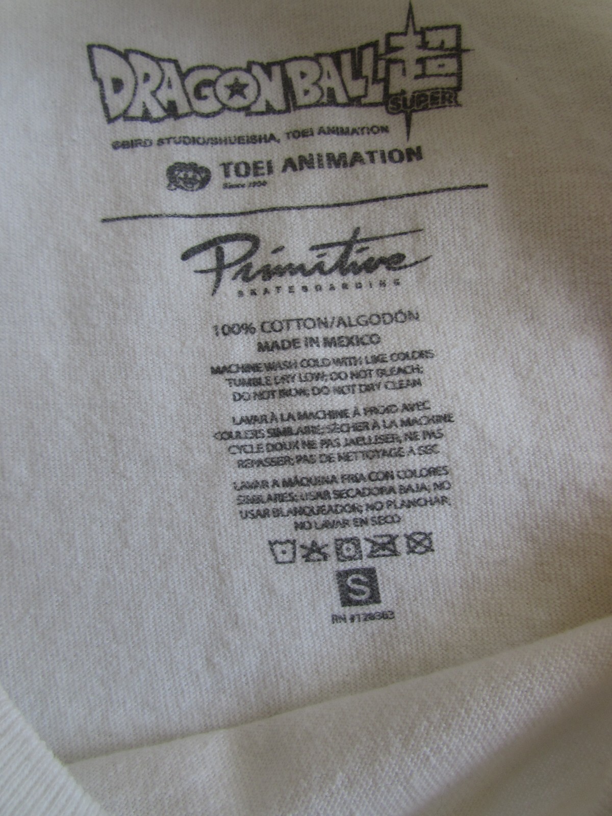 Dragon Ball Super Primitive Shirt Men White Long Sleeve Shrink After Washed Sz S
