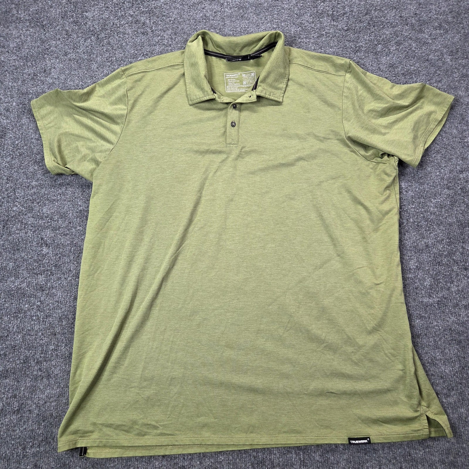 Truewerk Polo Shirt Mens 2XL Green EDO Performance Workwear Lightweight Tech
