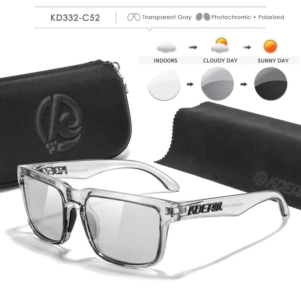 KDEAM Photochromic Polarized Sunglasses Men Women UV400 Sport Eyewear with Case