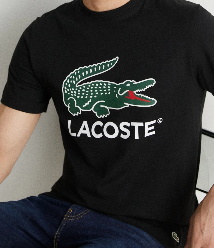 Lacoste Men’s Signature Print Cotton Jersey T-Shirt Black TH1285-51-031