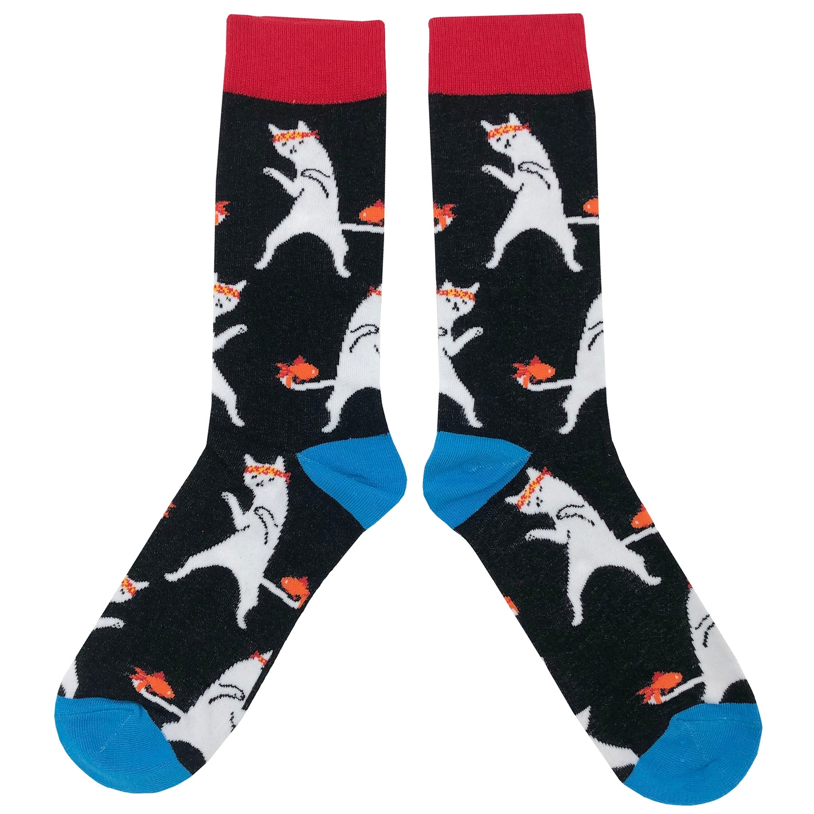 NWT Ninja Cat Dress Socks Novelty Men 8-12 Black Crazy Fun Sockfly