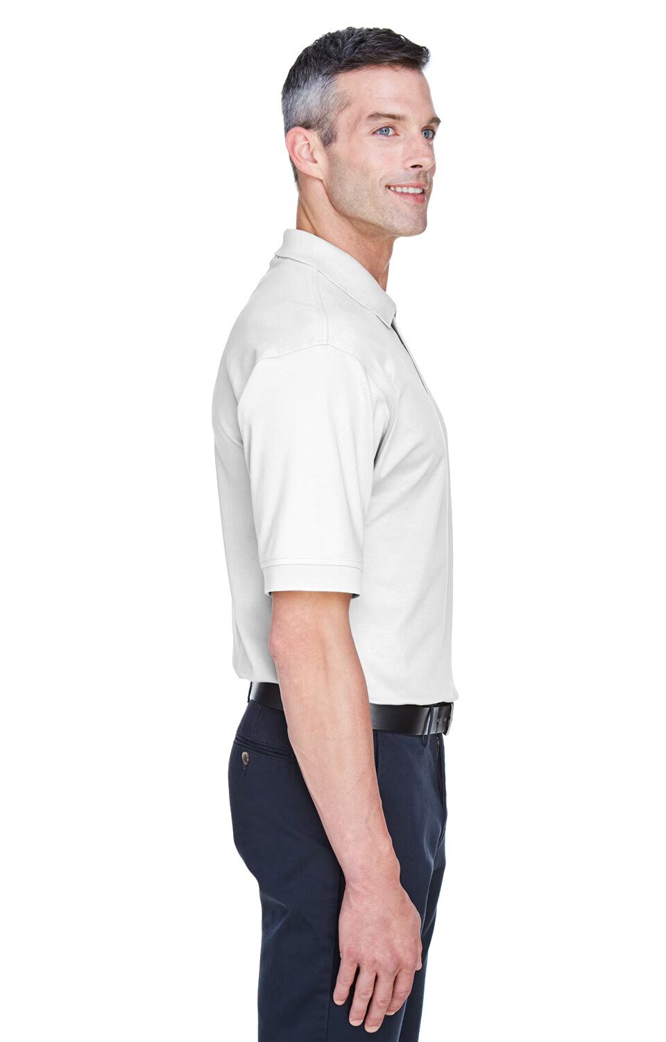 Devon & Jones Men’s Solid Color Interlock Polo White or Navy D140S Sizes 2XL-4XL