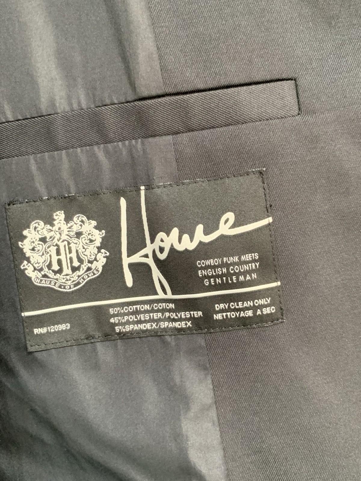 Howe Men’s Black Full Zip Blazer Jacket 44 Regular Fit Twill Inner Pockets