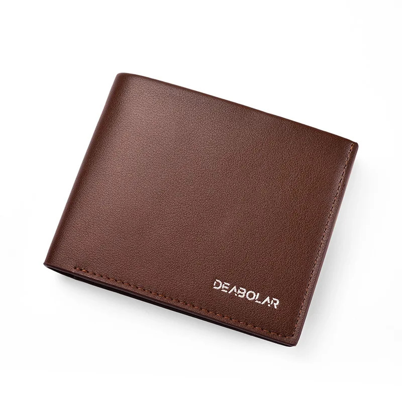 Fashion Men’s Solid Color Horizontal Short Style Leather Wallet with Multiple