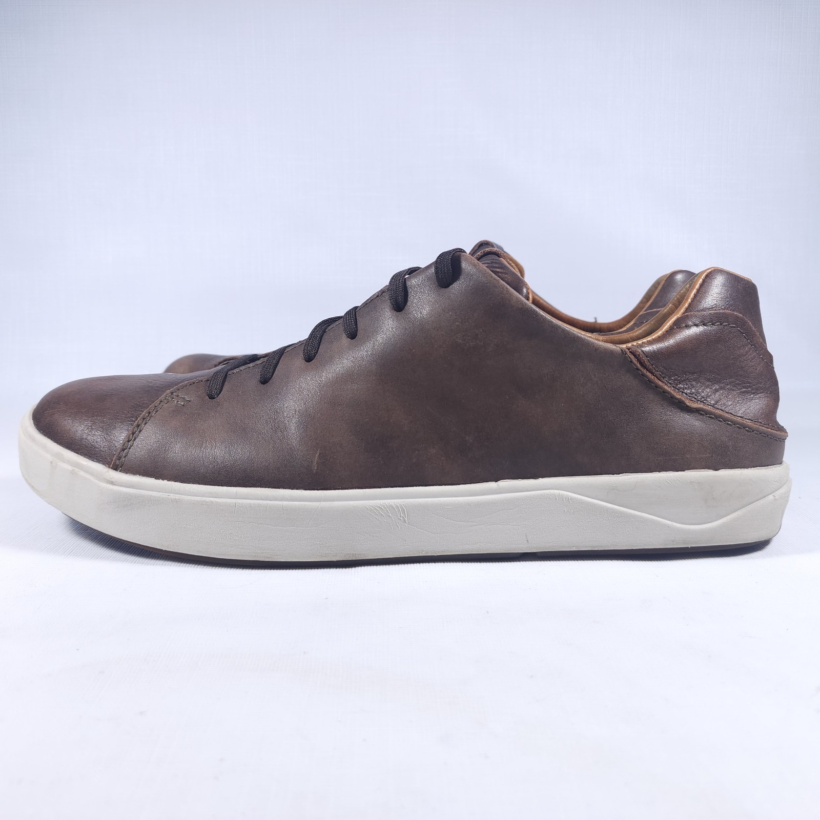 💥 OluKai Lae’ahi Li ‘Ili Leather Sneakers Brown Casual Shoes US Mens 13 EU 46